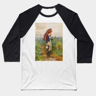 Portrait Of a Woman With Umbrella Gathering Water by Daniel Ridgway Knight Baseball T-Shirt